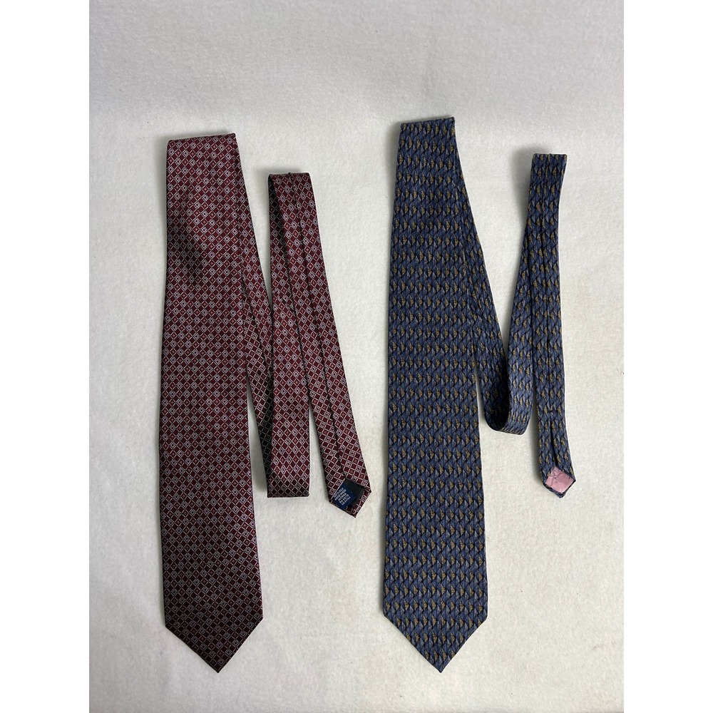 Professional Jimmy Z/John Madden Mens Blue Burgundy Silk Geometric Tie Set‎ 2Pk